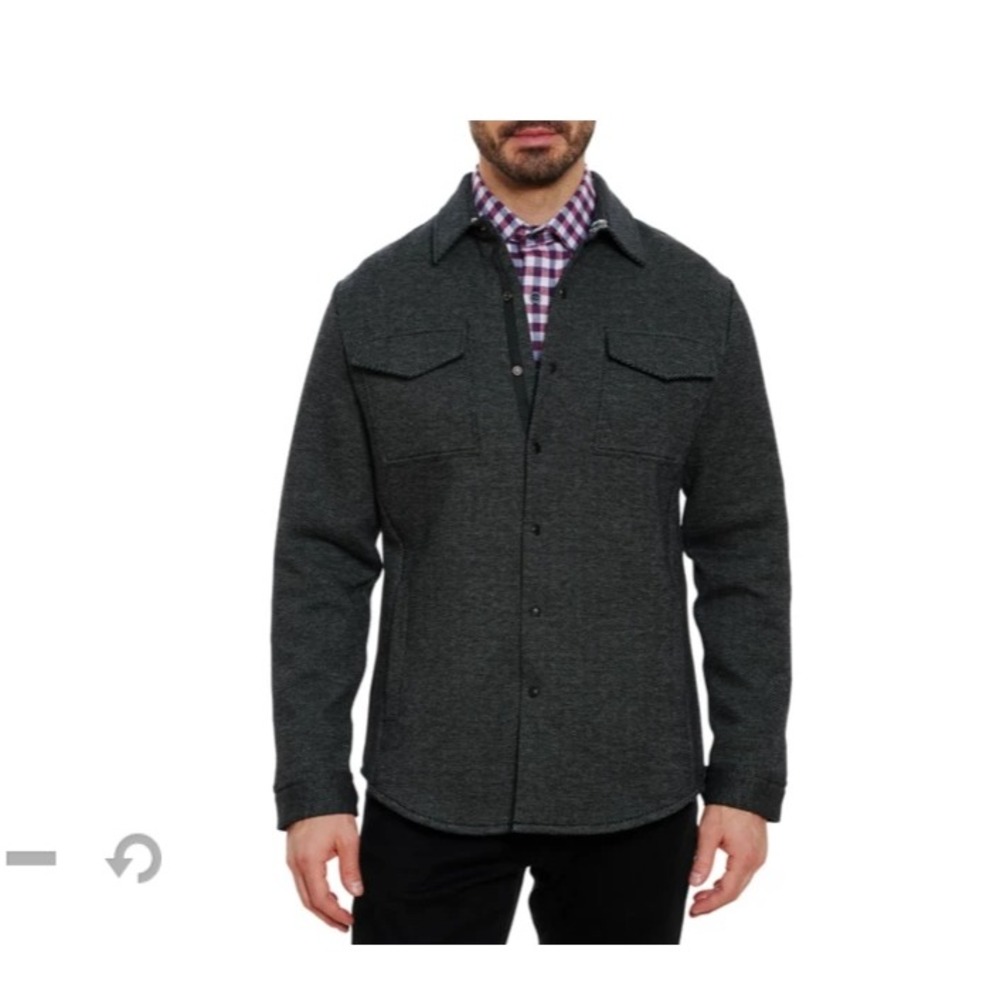 NWT Robert Graham Toledo Knit Shirt Jacket Tailored Fit Snap Front Charcoal 2XL